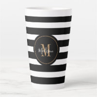 Elegant Black White Gold Script Monogram