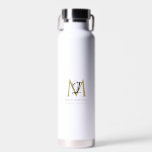 Elegant Black White Gold Simple Monogram Name Water Bottle<br><div class="desc">This simple,  elegant,  stylish black,  white,  gold design features your personalized name,  monogram and business title in trendy,  stylish topography. This item can be and an excellent gift for you,  your family and friends.</div>