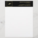 Elegant Black White Gold Template Modern Monogram Letterhead<br><div class="desc">Elegant Black White Gold Template Modern Monogram Letterhead.</div>