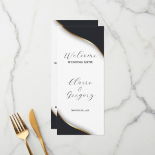 Elegant Black White Gold Wedding Menu