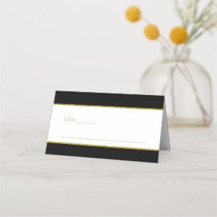Elegant Black White Gold Wedding Place Card