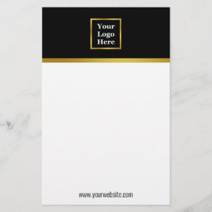 Elegant Black White Gold Your Logo Here Template Stationery