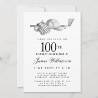 Elegant Black White Golf 100th Birthday Party