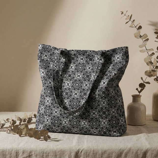 Elegant Black White Gothic Baroque Mosaic Damask Fabric (Creator Uploaded)