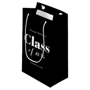 Elegant Black White Graduation Party Customizable Small Gift Bag
