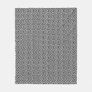 Elegant Black & White Greek Pattern Fleece Blanket