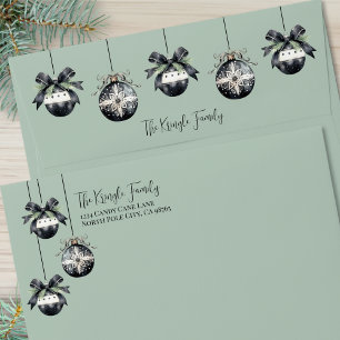 Elegant Black White Green Christmas Envelope