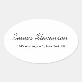 Elegant Black & White Handwriting Professional Oval Sticker