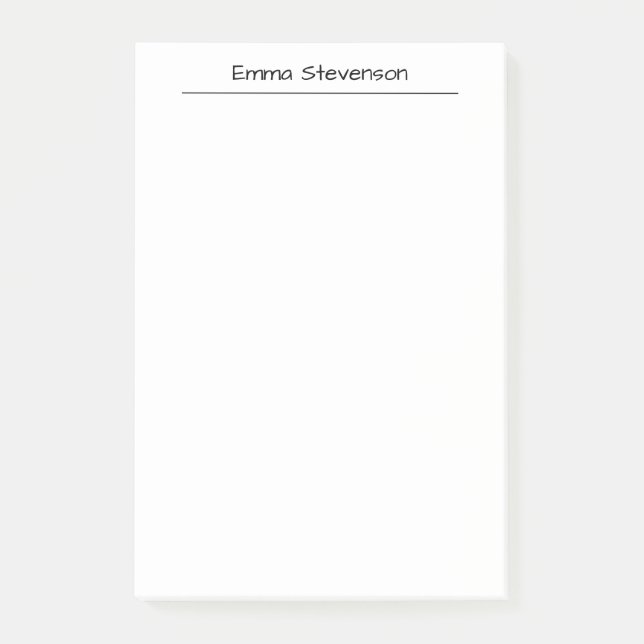 Elegant Black & White Handwriting Professional Post-it Notes (Front)