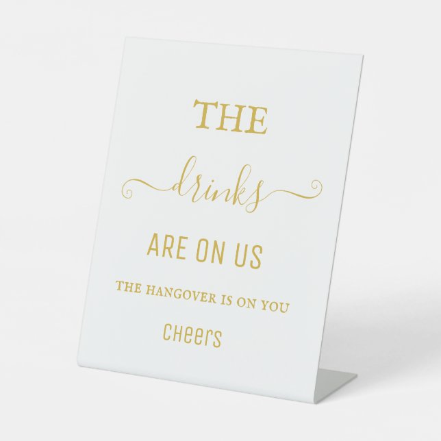 Elegant Black White Hangover Drinks Open Bar Sign  (Front)