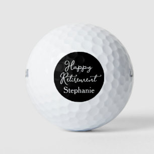 Elegant Black & White Happy Retirement Party Golf Balls