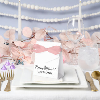 Elegant Black & White Happy Retirement Thank You Favor Box