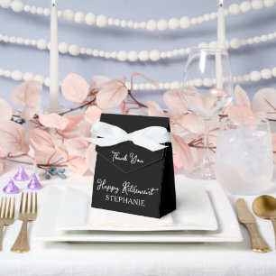 Elegant Black & White Happy Retirement Thank You Favor Box