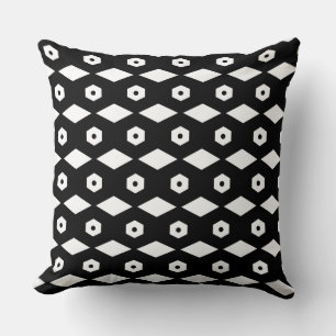 Elegant Black & White Hexagon Pattern Throw Pillow