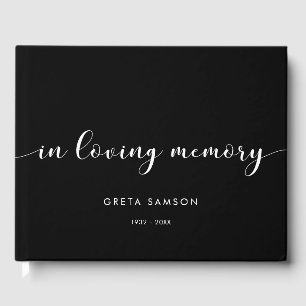 Elegant black & white In loving memory funeral Guest Book