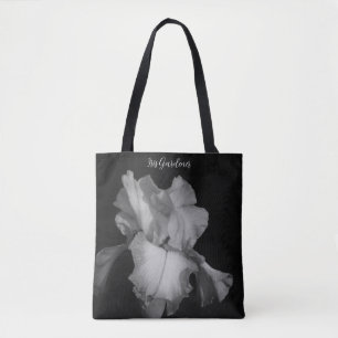 Elegant Black White Iris Photo Personalized  Tote Bag