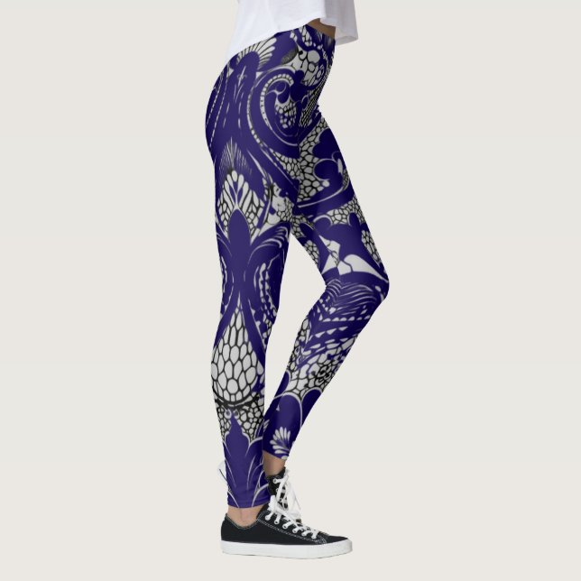 Elegant Black & White Lace Pattern Leggings (Right)