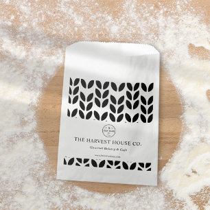 Elegant Black & White Large Wheat Pattern Bakery  Favour Bag