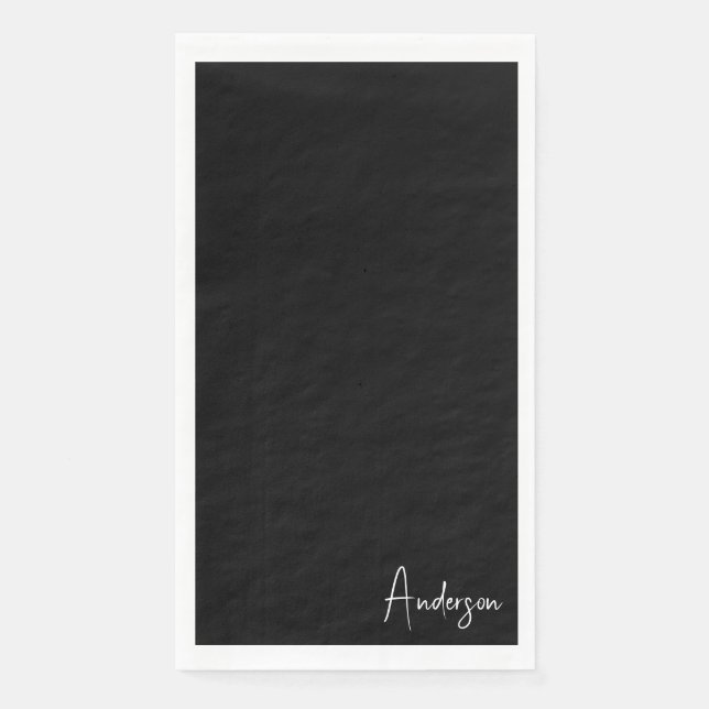 Elegant Black & White Last Name Paper Guest Towels Napkin (Front)