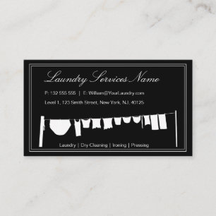 Elegant Black & White Laundry Business Card
