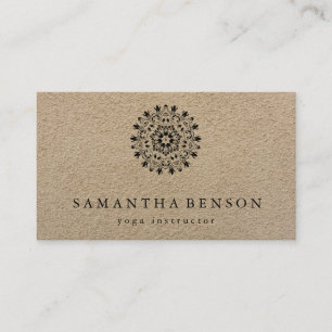 Elegant Black & white Lotus Flower Logo Yoga Business Card