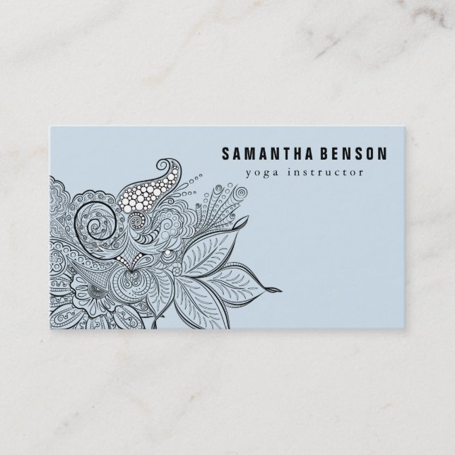 Elegant Black & white Mandala Art Logo Yoga Business Card (Front)