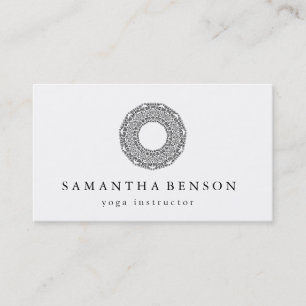 Elegant Black & white Mandala Art Logo Yoga Business Card