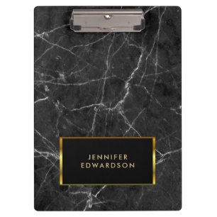 Elegant black white marble pattern professional clipboard