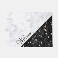 elegant black white marble rose gold geometric