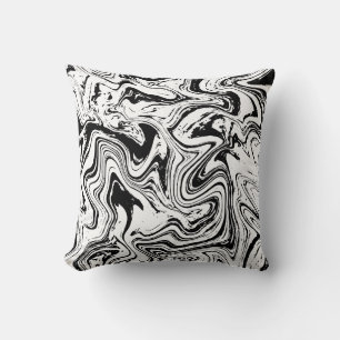 Elegant Black White Marble Throw Pillow
