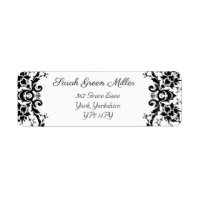 Élégant Black White Mariage damassé Adresse de ret