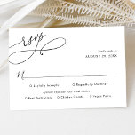 Elegant Black & White Meal Options Wedding  RSVP Card<br><div class="desc">Designed to coordinate with our Romantic Script wedding collection,  this customizable Meal Options RSVP card,  features a sweeping calligraphy script text paired with a classy serif & modern sans font in black. Matching items available.</div>