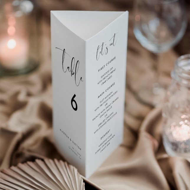 Elegant Black & white Menu Table number trifold (Creator Uploaded)