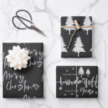 Elegant Black White Merry Christmas Quote Gift Wrapping Paper Sheet<br><div class="desc">Elegant Black White Merry Christmas Quote Gift Wrapping Paper Sheets . It is a set of 3 sheets with different designs . One has Merry Christmas written in a beautiful font . The second has Christmas trees pattern and the third sheet has the quote ITS THE MOST WONDERFUL TIME OF...</div>