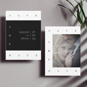 Elegant Black White Minimal Photo Wedding Save The Date