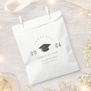 Elegant Black & White Minimal Simple Graduation Favour Bag