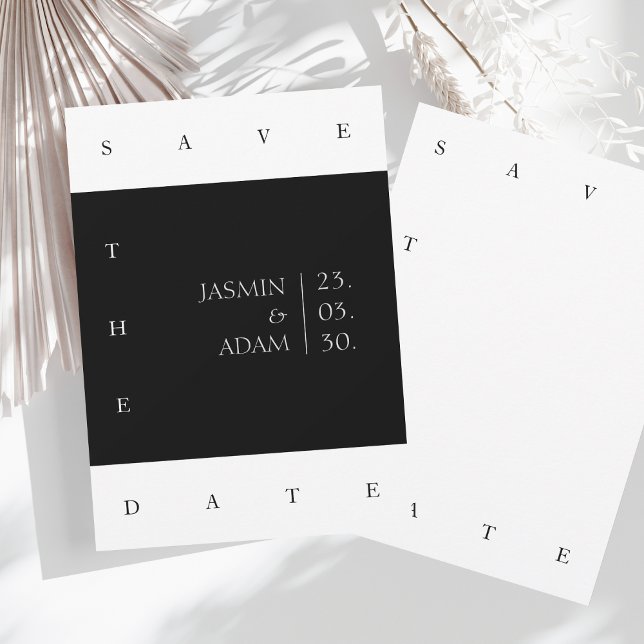 Elegant Black White Minimal Typography Wedding Save The Date (Creator Uploaded)