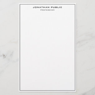 Elegant Black White Minimalist Classic Template Stationery