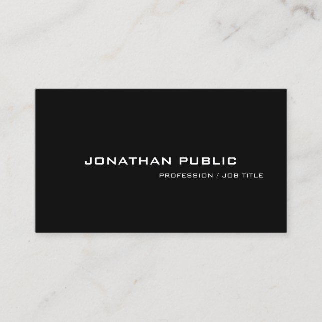 Elegant Black White Minimalist Design Trendy Business Card (Front)