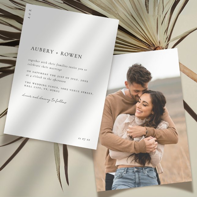 Elegant Black & White Minimalist Photo Wedding Invitation (Creator Uploaded)