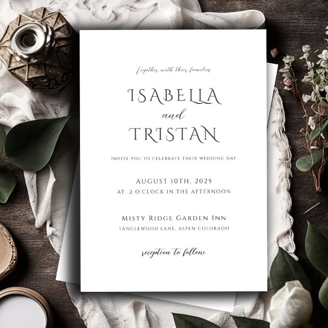 Elegant Black & White Minimalist Wedding  Invitation (Creator Uploaded)