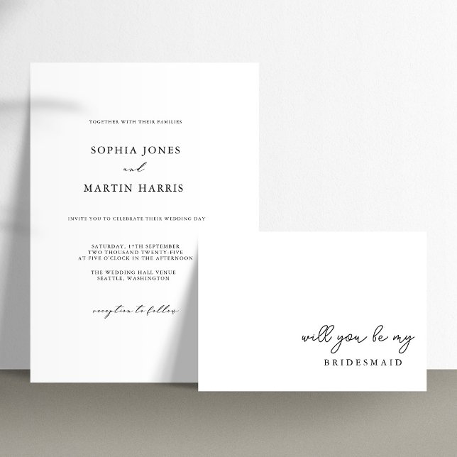 Elegant Black & White Minimalist Wedding  Invitation (Creator Uploaded)