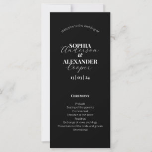 Elegant black & white minimalist Wedding Program 