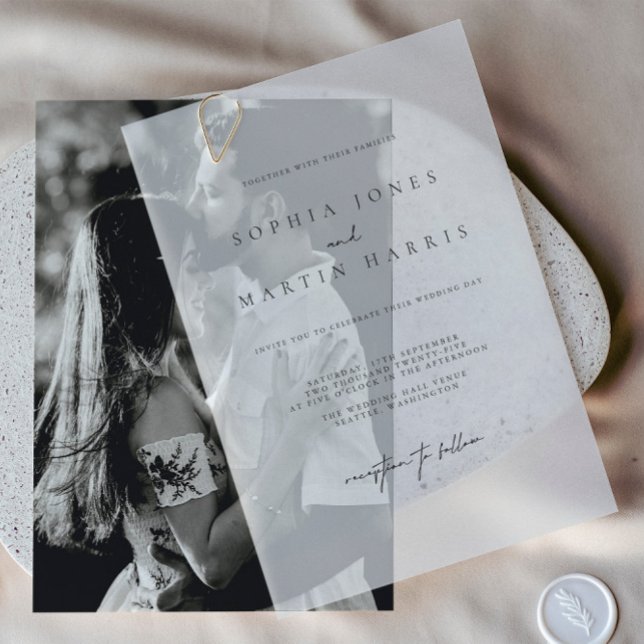 Elegant Black & White Minimalist Wedding Vellum Invitations (Elegant Black & White Minimalist Wedding Vellum Invitations)