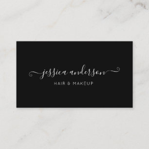 Elegant Black White Modern Chic Script Calligraphy Business Card