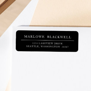 Elegant Black White Modern Return Address Label