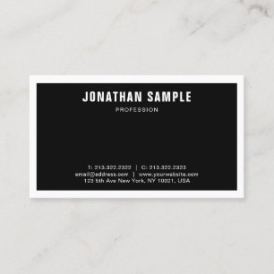 Elegant Black White Modern Sleek Professional Business Card