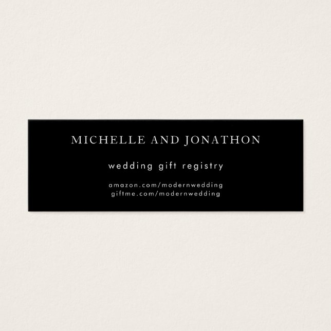 Elegant Black & White Modern Wedding Gift Registry (Front)