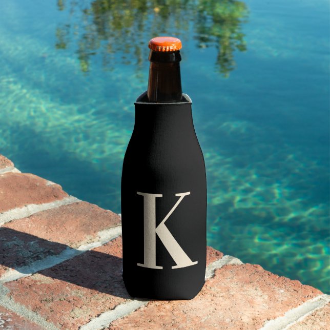 Elegant Black &White Monogram Bottle Cooler (In Situ Pool)