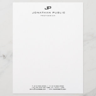 Elegant Black White Monogram Minimalist Template Letterhead